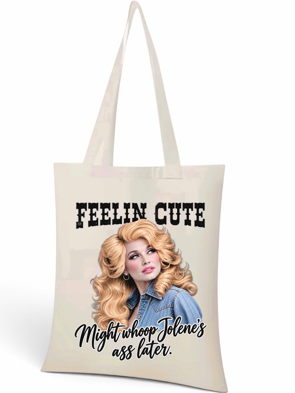 Cream 'Feelin Cute' Graphic Tote Bag - Unbranded
